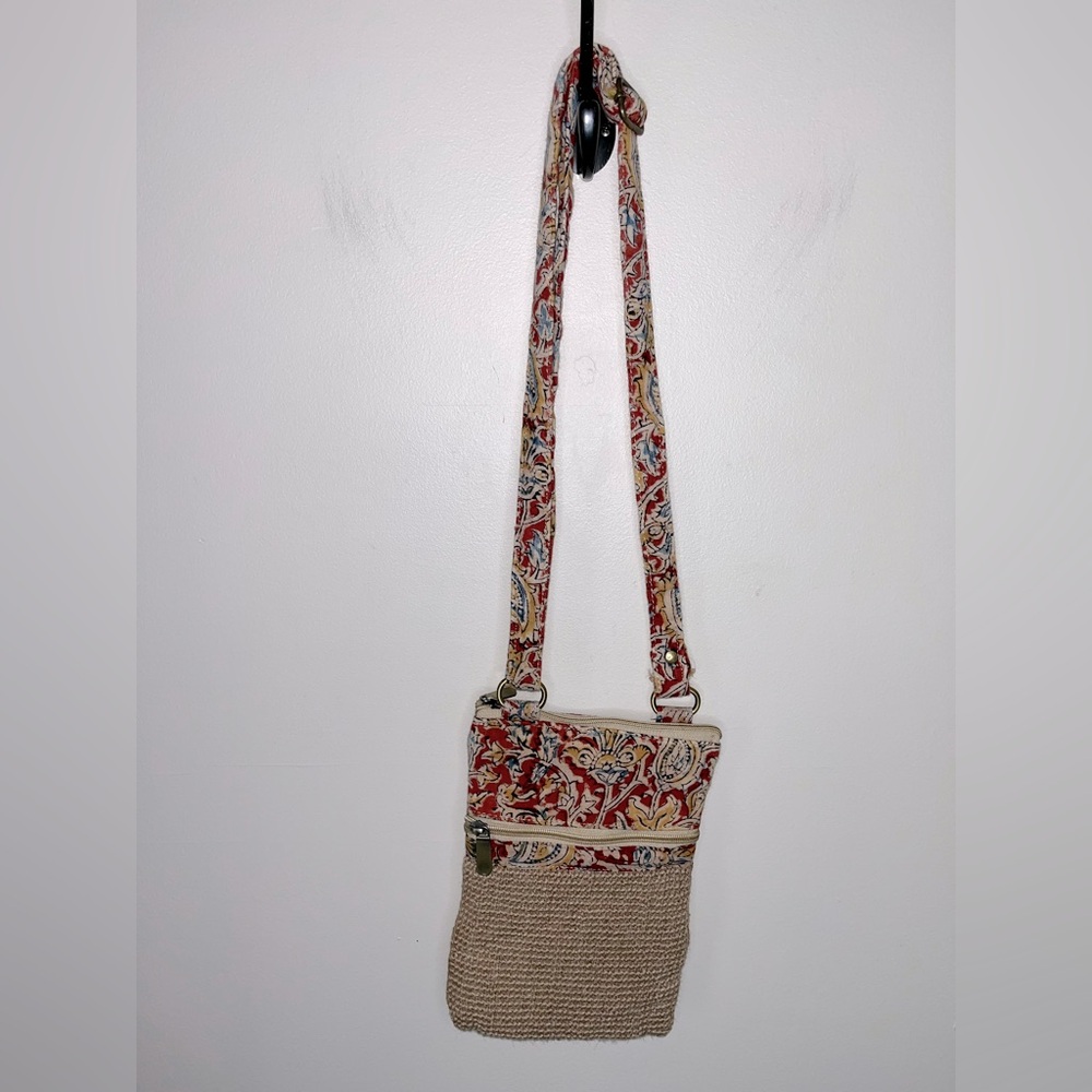 Jute Cottage Sling Handbag Dobby Jute Fabric Ethnic Block Kalamkari Design Bag